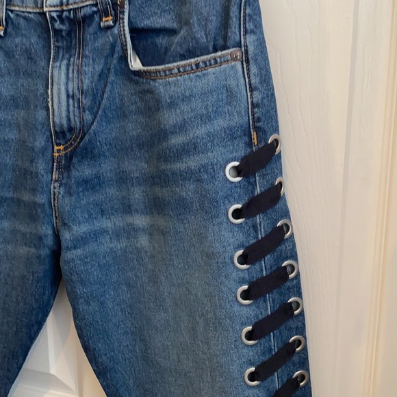 VERONICA BEARD Ines Girlfriend lace up jeans Stone - Picture 8 of 13